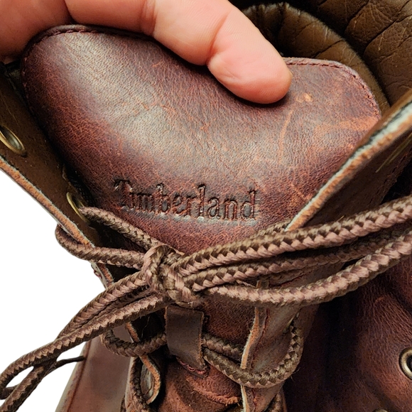 Timberland Women's Tillston Brown Leather Heeled Boots 10 - Picture 8 of 10